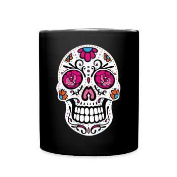 Jour de crâne en sucre du crâne mort - Mug uni - noir - Devant