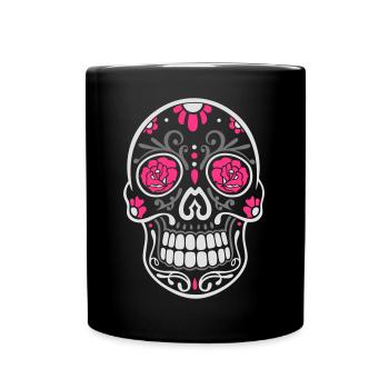 Totenkopf, Totenschädel, sugar skull - Tasse einfarbig - Schwarz - Vorne