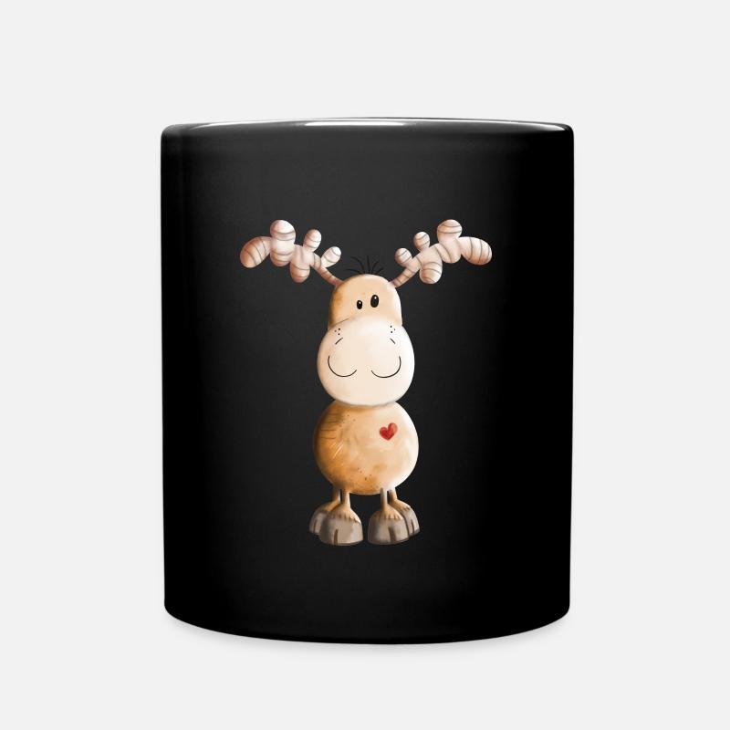 Elch mit Herz - Elche - Hirsch - Wildtier - Tier - Tasse einfarbig - Schwarz