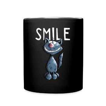 Drôle Chat dessin animé - Cadeau - Mug uni - noir - Devant