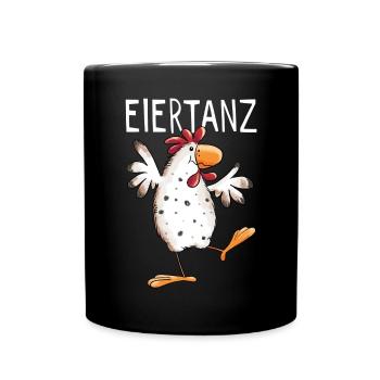 Eiertanz Huhn - Hühner - Comic - Vogel - Fun - Tasse einfarbig - Schwarz - Vorne