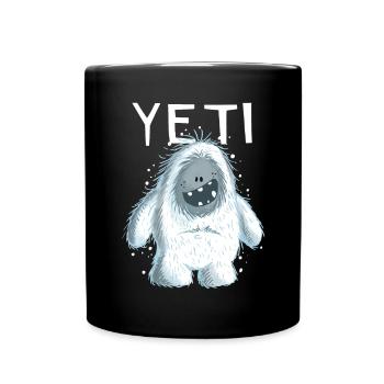 Lustiger Yeti - Yetis - Monster - Schnee - Winter - Tasse einfarbig - Schwarz - Vorne