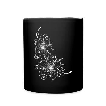 Large lilies with floral element. Summer time. - Full Colour Mug - black - Front