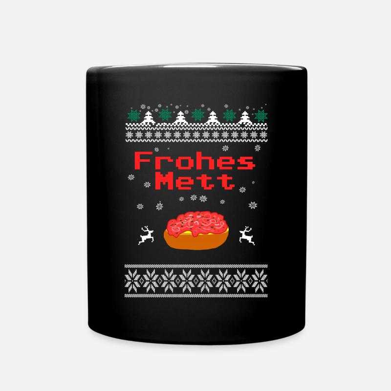 Frohe Weihnachten Mettbrötchen Fleisch - Tasse einfarbig - Schwarz