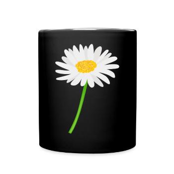 Blume Gänseblümchen mit Stiel - Tasse einfarbig - Schwarz - Vorne