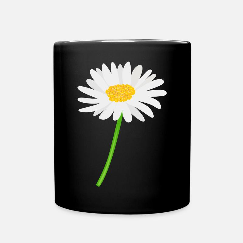 Flower daisy with stem - Full Colour Mug - black