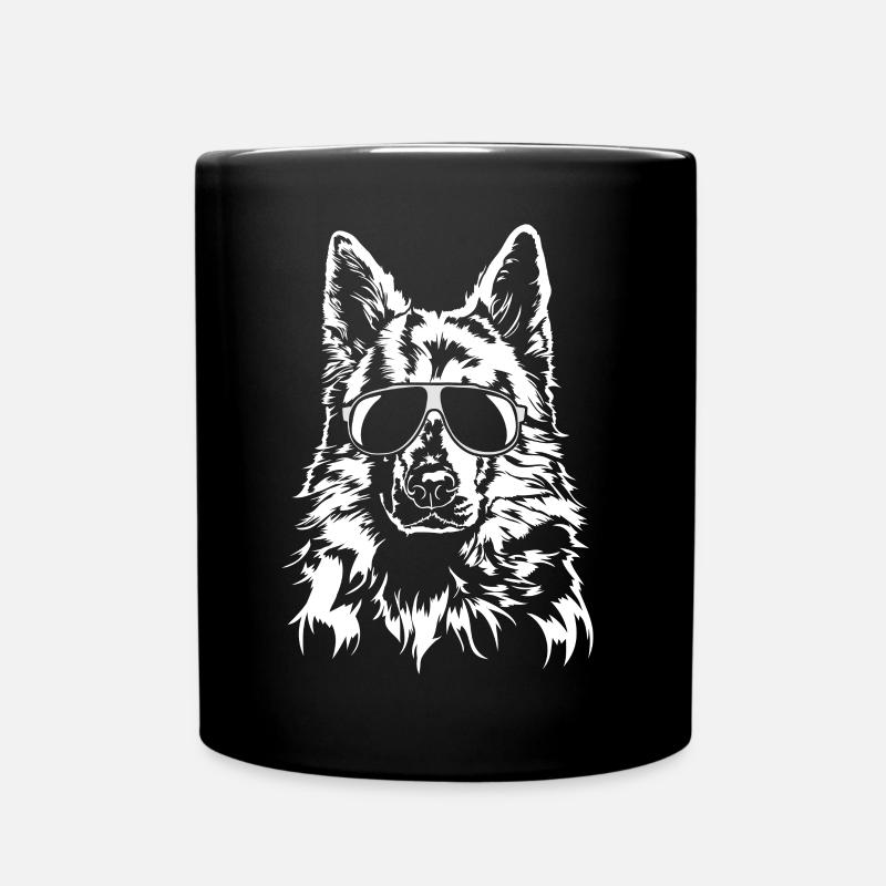 WEISSER SCHWEIZER SCHÄFERHUND cool Wilsigns Hunde - Tasse einfarbig - Schwarz