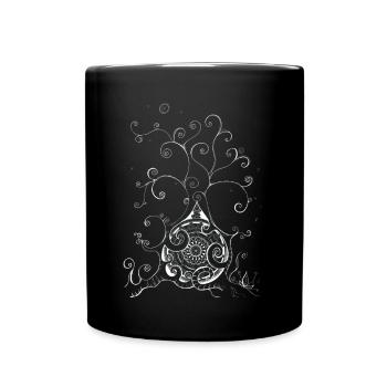 Playful Snow Tree in Black and White with Mandala - Full Colour Mug - black - Front