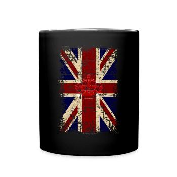 Union Jack - Used Look - Vintage Edition - Tasse einfarbig - Schwarz - Vorne