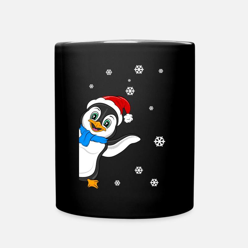 Pingouin neige avec voeux de Noël - Noël pingouin - Mug uni - noir