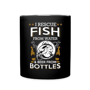 I rescue fish and beer - cadeaux pêcheur - pêche - Mug uni - noir - Devant