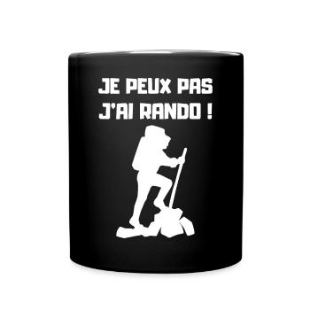 Je peux pas j'ai Rando (blanc) - Mug uni - noir - Devant