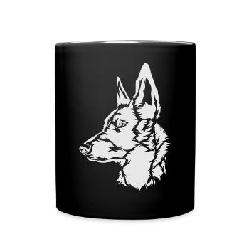 Malinois , Belgischer Schäferhund Holland Herder - Tasse einfarbig - Schwarz - Vorne