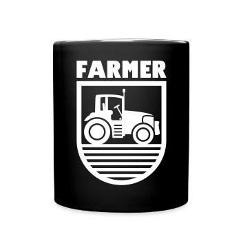 Farmer with tractor coat of arms for farmers and farmers - Full Colour Mug - black - Front