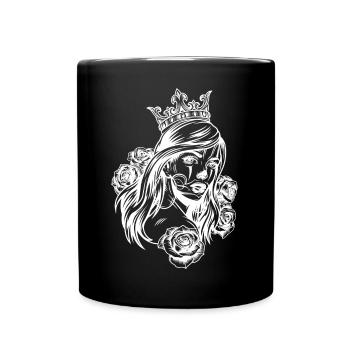 Queen Kopf (Partnermotiv) - Tasse einfarbig - Schwarz - Vorne