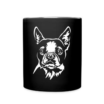 Boston Terrier Kopf "Black Edition" - Tasse einfarbig - Schwarz - Vorne