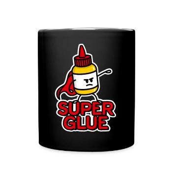 Superhero Super Glue Funny Super Glue Hero - Full Colour Mug - black - Front