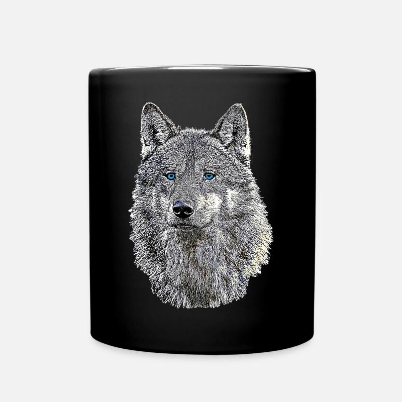 Wolf - Tasse einfarbig - Schwarz