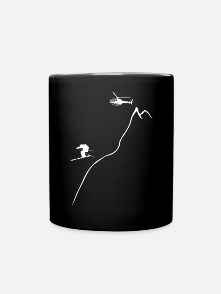 heliskiing, skifahren, freeskiing, Heliboarding - Tasse einfarbig - Schwarz