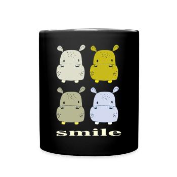 hippo smile - Full Colour Mug - black - Front