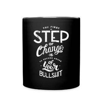 SCHWACHSINN MIST BLÖDSINN SCHEIßE SPRÜCHE MOTIV - Tasse einfarbig - Schwarz - Vorne