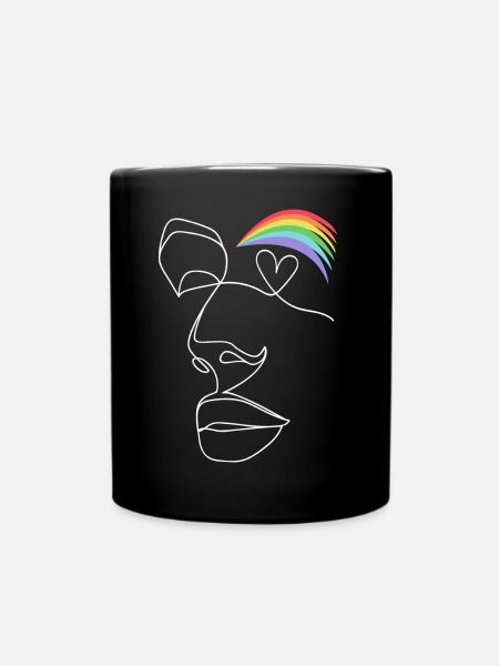 Pride Month Regenbogen Herz Auge LGBTQ Queer Kunst - Tasse einfarbig - Schwarz