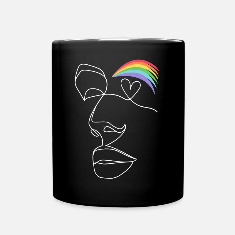Pride Month Regenbogen Herz Auge LGBTQ Queer Kunst - Tasse einfarbig - Schwarz