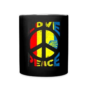 Ukraine Germany Flag Love Peace Peace - Full Colour Mug - black - Front