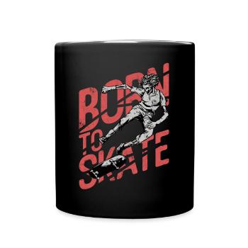 BORN SKATE BOARDER SK8 LONGBOARDER SKATING MOTIFS - Full Colour Mug - black - Front