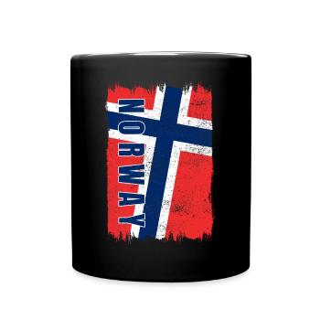 Norwegen Nationalflagge - Tasse einfarbig - Schwarz - Vorne