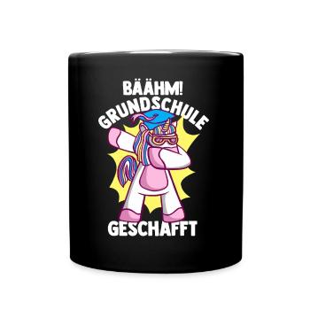 Grundschule geschafft, Schulkind, Geschenkidee - Tasse einfarbig - Schwarz - Vorne