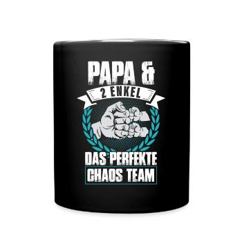 Papa 2 Enkel Das Perfekte Chaos Team - Tasse einfarbig - Schwarz - Vorne