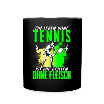 Leben Ohne Tennis Grillen Ohne Fleisch - Tasse einfarbig - Schwarz - Vorne