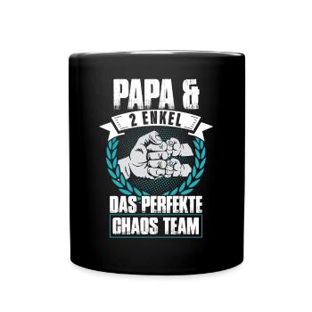 Papa 2 Enkel Das Perfekte Chaos Team - Tasse einfarbig - Schwarz - Vorne