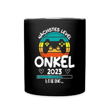 Nächstes Level Onkel 2023 Loading Schwangerschaft - Tasse einfarbig - Schwarz - Vorne