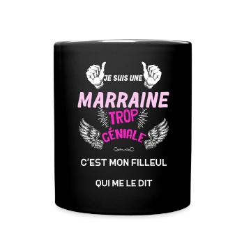 Pour Ma Marraine Trop Géniale Ouais Elle Déchire - Mug uni - noir - Devant