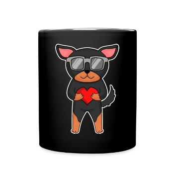 Lancashire Heeler with sunglasses and heart - Full Colour Mug - black - Front