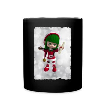 Grüner Elf - Tasse einfarbig - Schwarz - Vorne