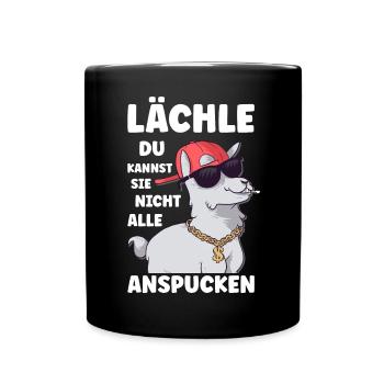 Lächle du kannst sie nicht alle Alpaka Sprüche - Tasse einfarbig - Schwarz - Vorne