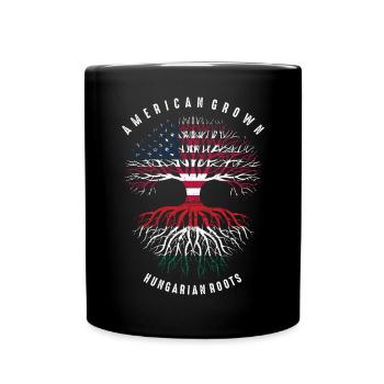 Amerikanisch-ungarischer Wurzelbaum - Tasse einfarbig - Schwarz - Vorne