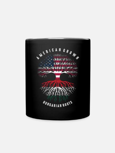 Amerikanisch-ungarischer Wurzelbaum - Tasse einfarbig - Schwarz