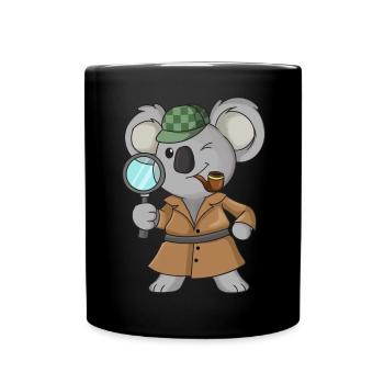 Koala-Detektiv - Tasse einfarbig - Schwarz - Vorne