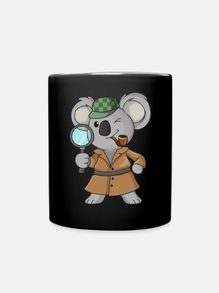 Koala-Detektiv - Tasse einfarbig - Schwarz