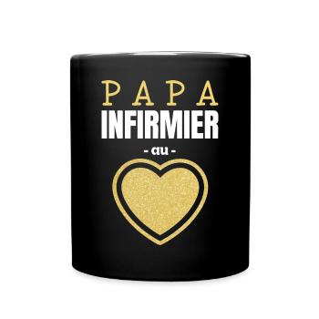 Papa Infirmier au Cœur d'Or - Mug uni - noir - Devant