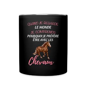 Je Préfère De Loin Les Chevaux Phrase Cheval - Mug uni - noir - Devant