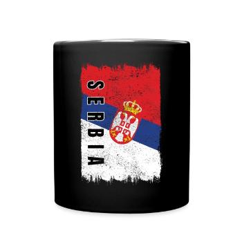 Drapeau serbe vintage - Mug uni - noir - Devant