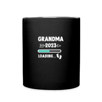 Ich werde Oma 2023 Babyfüße - Enkel Enkelkind - Tasse einfarbig - Schwarz - Vorne