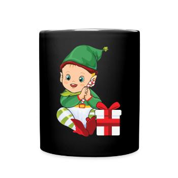 Baby Weihnachts Elf / Weihnachten, Geschenk, - Tasse einfarbig - Schwarz - Vorne