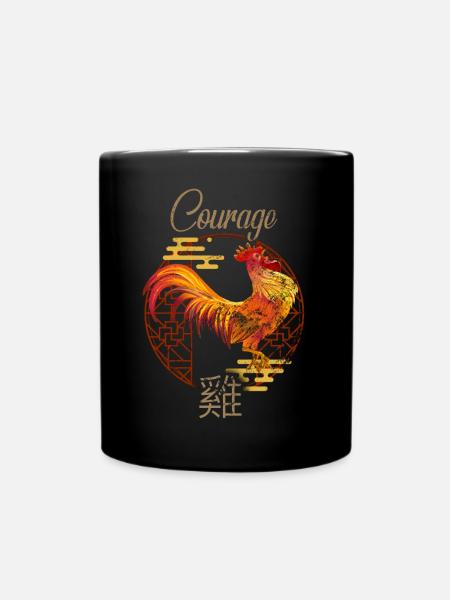 Zodiaque Chinois Animaux Astrologie Coq géométrique - Mug uni - noir