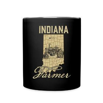 Indiana Farmer Tractor Lover State Map Farming Loc - Full Colour Mug - black - Front